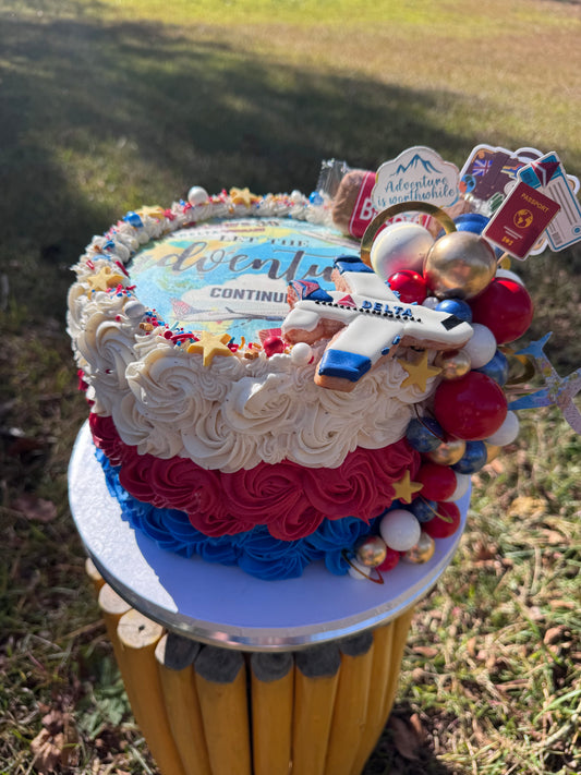 Themed One Tiered Cake with Fondant/Modeling Chocolate Components