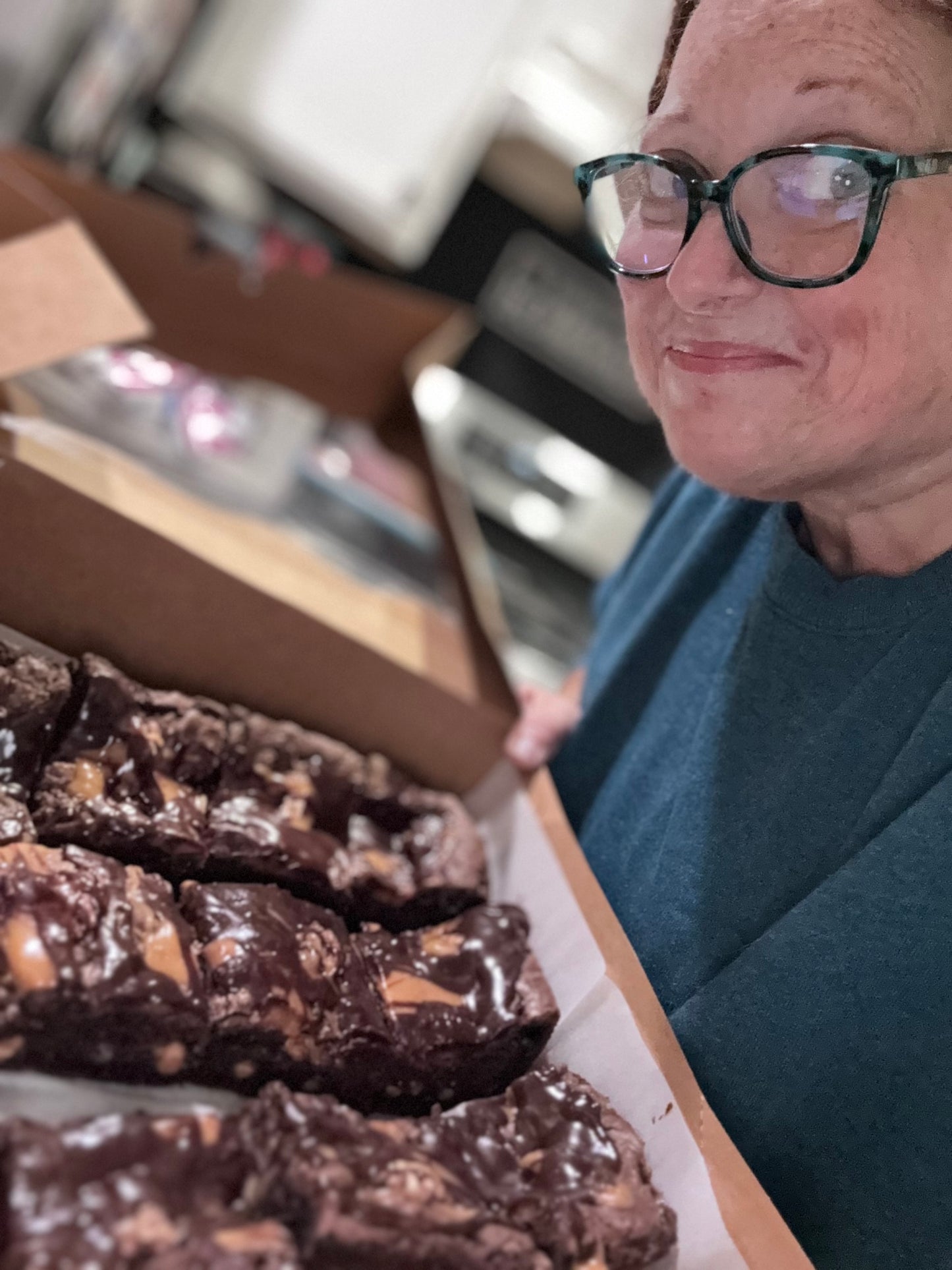 Trays of Salted Caramel Brownies