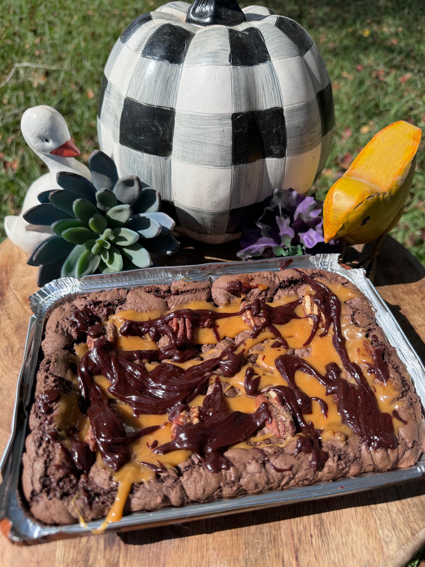 Trays of Salted Caramel Brownies