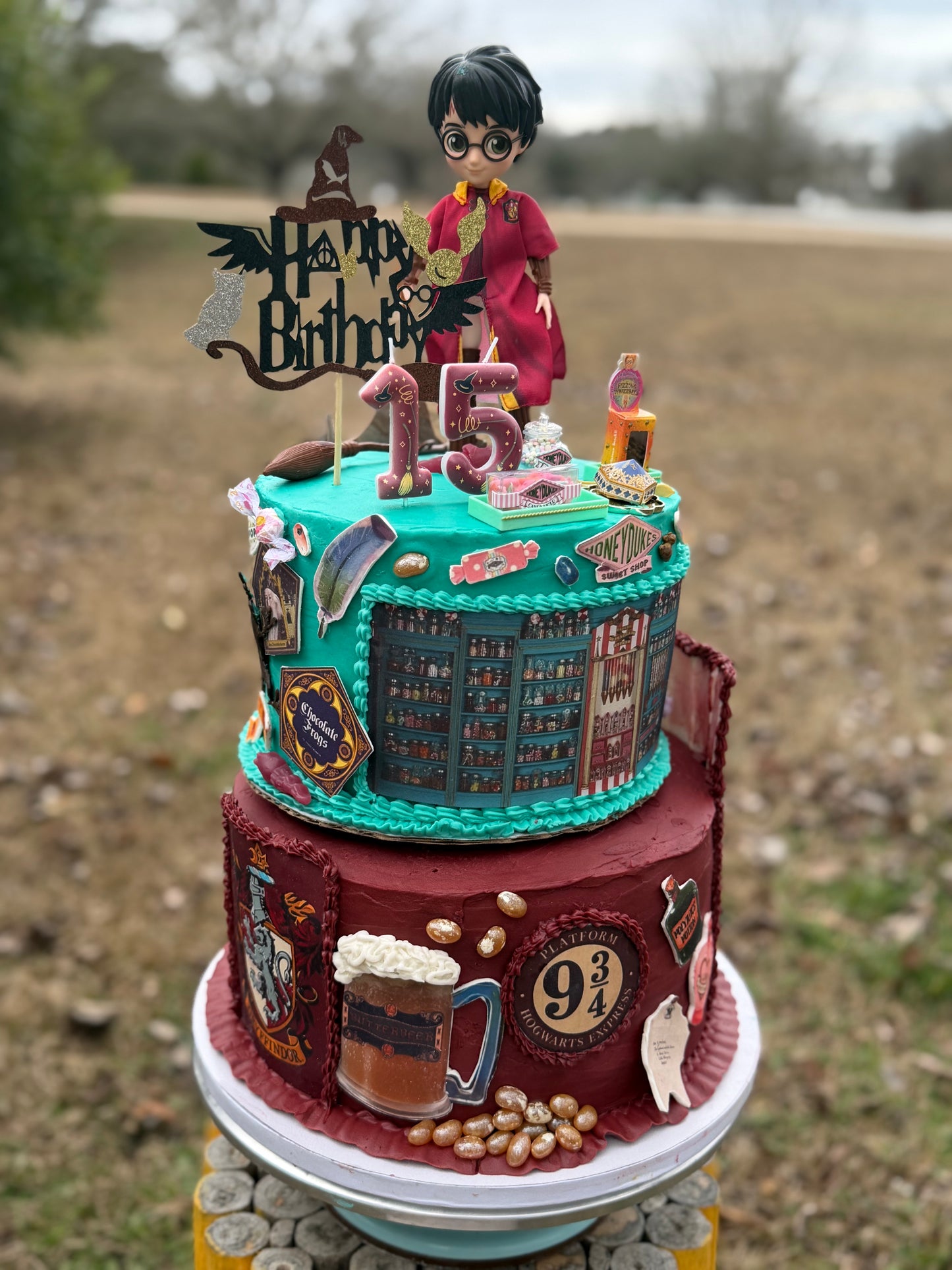 Themed TWO- Tiered Buttercream Cake with Fondant/Modeling Chocolate Components