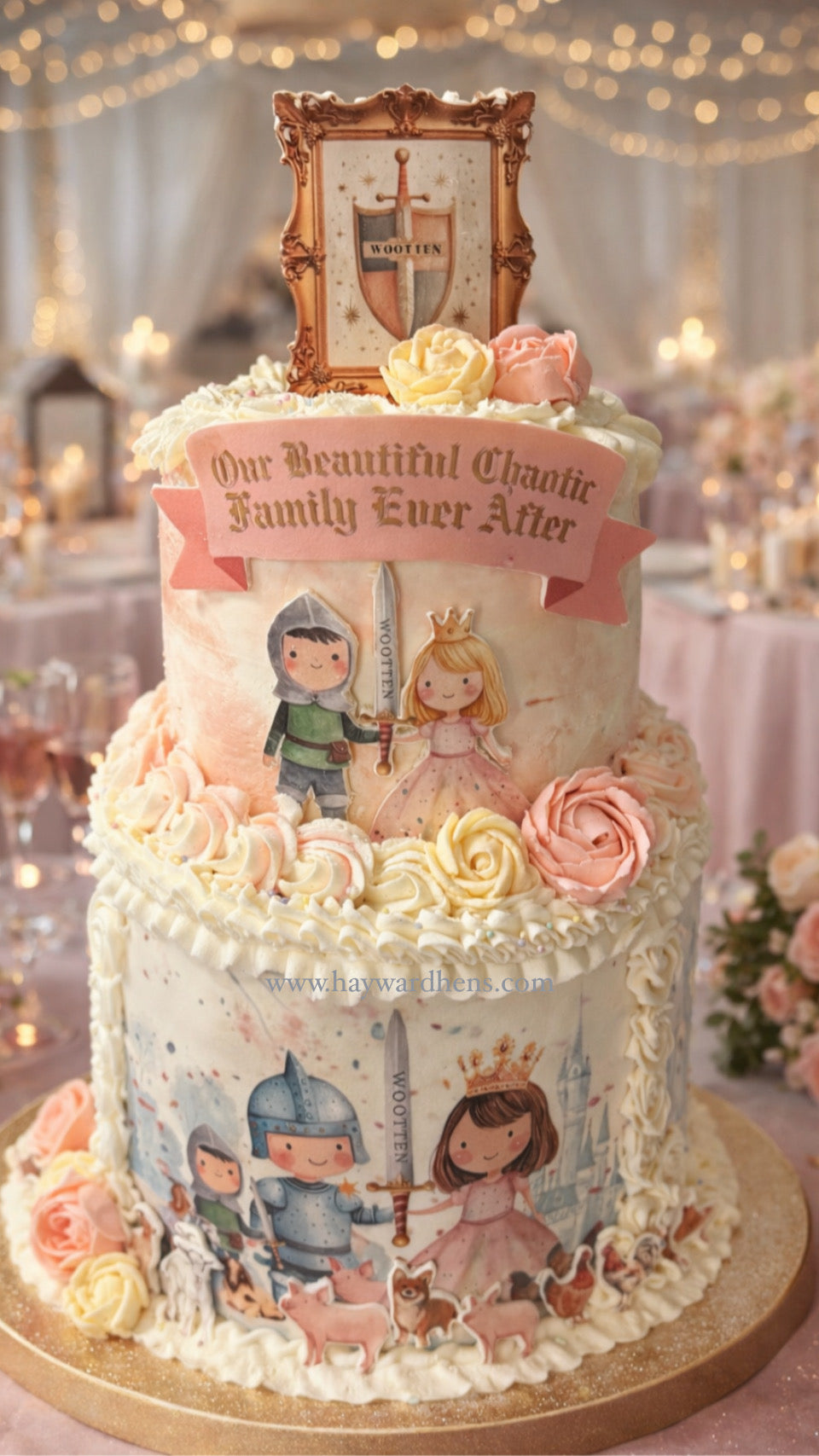 Themed TWO- Tiered Buttercream Cake with Fondant/Modeling Chocolate Components